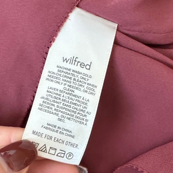 Aritzia Wilfred Tempest Burgundy Mini Dress with Puff Sleeves - Picture 4 of 4